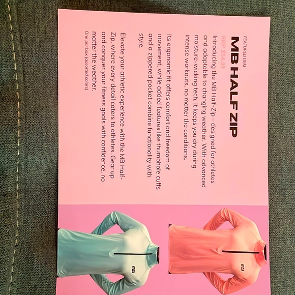 NWOT pink MB Half Zip moisture wicking jacket for athletes! - Picture 3 of 5